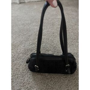 Fossil Y2K Baguette, Black signature canvas with leather trim.